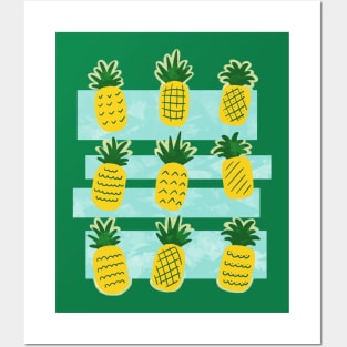 Pineapple Summer Pattern Posters and Art